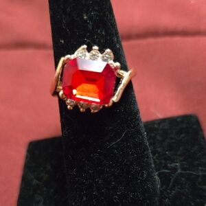 Radiant Red Gemstone Ring.Size 7.